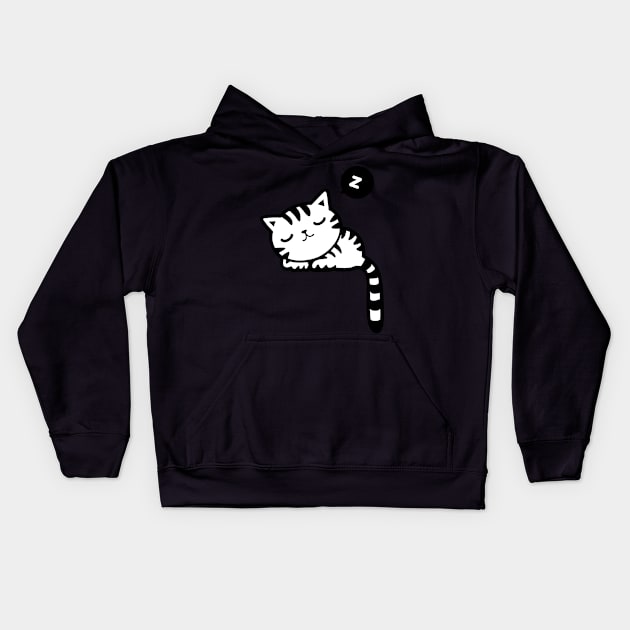 Kitten Sleeping Kids Hoodie by linesdesigns